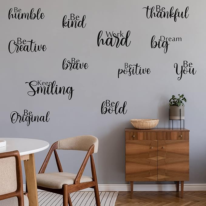 Marspark 12 Pcs Inspirational Wall Decals Motivational Quote Peel and Stick Vinyl Wall Quotes Stickers Removable Positive Saying Mirror Decals for Office Nursery Offices Teen Dorm Classroom, Black - Image 5