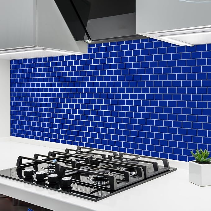 Joysticky 10-Sheet Peel and Stick Backsplash, 12" * 12" Laser Crystal Texture Stick on Tiles Backsplash for Kitchen & Bathroom，Thicker Design Peel and Stick Wall Tiles (Blue) - Image 6