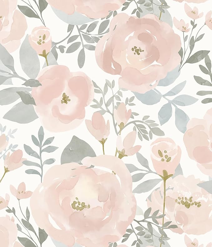 Orainege Peel and Stick Wallpaper Peony Floral Wallpaper | 17.3in x118.1in Floral Contact Paper Self Adhesive Removable Wall paper for Bedroom Laundry Room Bathroom, Light Pink by Orainege