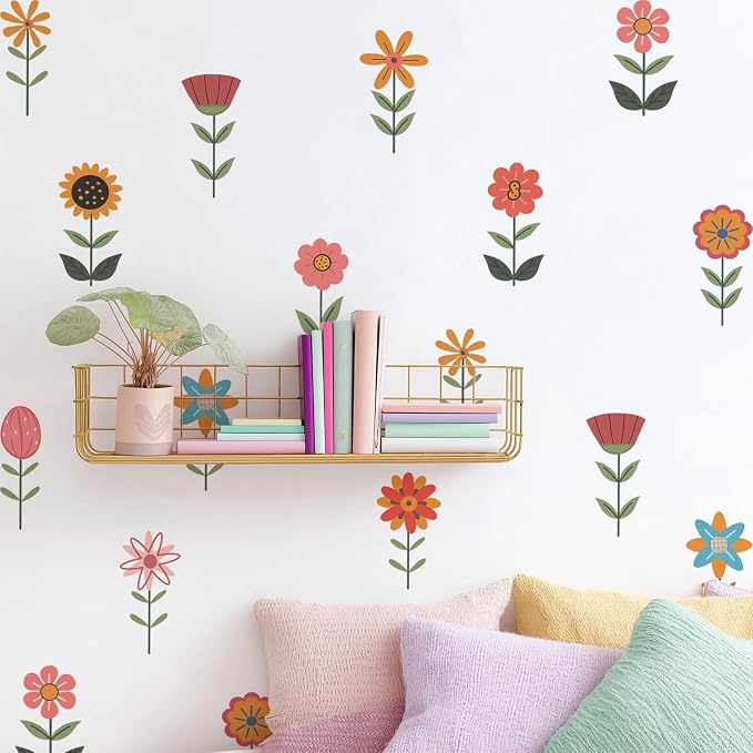 Nursery Wall Stickers Boho Kids Room Decor Girls Bedroom Removable Wall Decals Vinyl Murals DIY Cute Decorations 6 Sheets by QUCHENG
