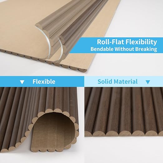 Art3d Roll-Flat Beaded Wood Slat Wall Panel, 1-Pack, 94.5 x 23.6 in, Walnut | Flexible, Durable, Crack Resistant, Glue on, Easy to Install, for New Home Buyer, Future Mover to Upgrade Office, Living Room - Image 6