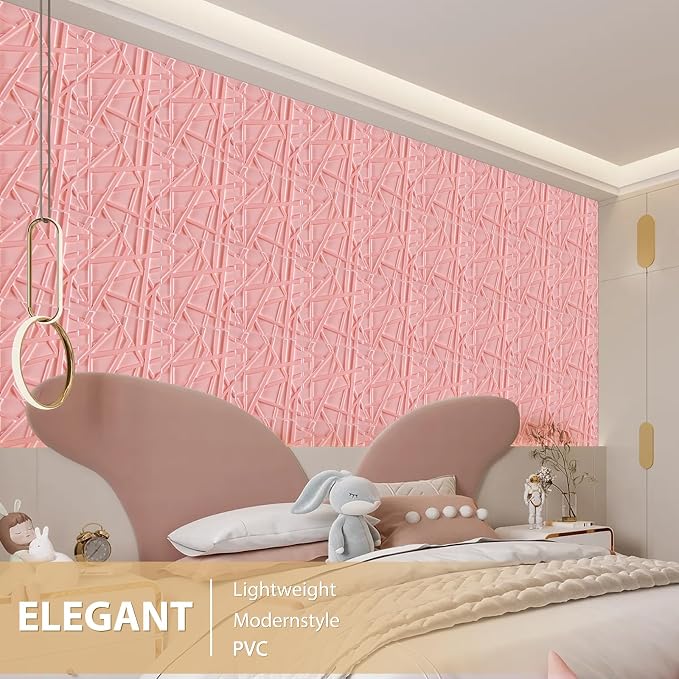 Heikki 30 Pack 3D Wall Panel for Interior Wall Décor, PVC Flower Textured Wall Panels for Living Room Bedroom Hotel Office, 11.8"x11.8", Double-Sided Tape (Pink-SZ) - Image 5
