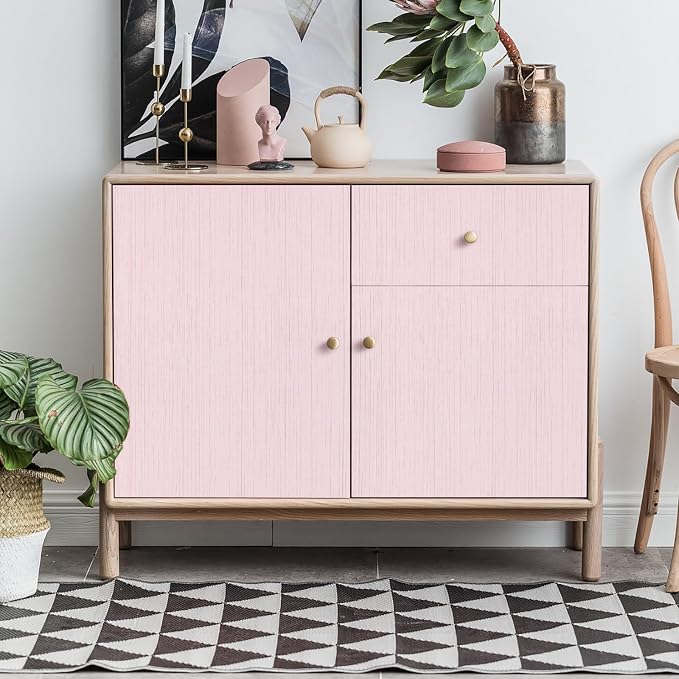 Pink Grasscloth Peel and Stick Wallpaper Textured Contact Paper 15.7" X 120" Self-Adhesive Faux Grasscloth Removable Wallpaper Cabinets Counter Top Liners - Image 9