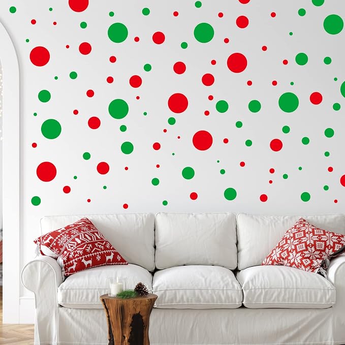 Zonon 264 Pcs Polka Dots Wall Stickers Vinyl Peel and Stick Kids Room | Removable Circle Dots Decor for Nursery Bedroom Playroom, Colorful Red Green Design, Easy Apply No Damage to Walls - Image 4