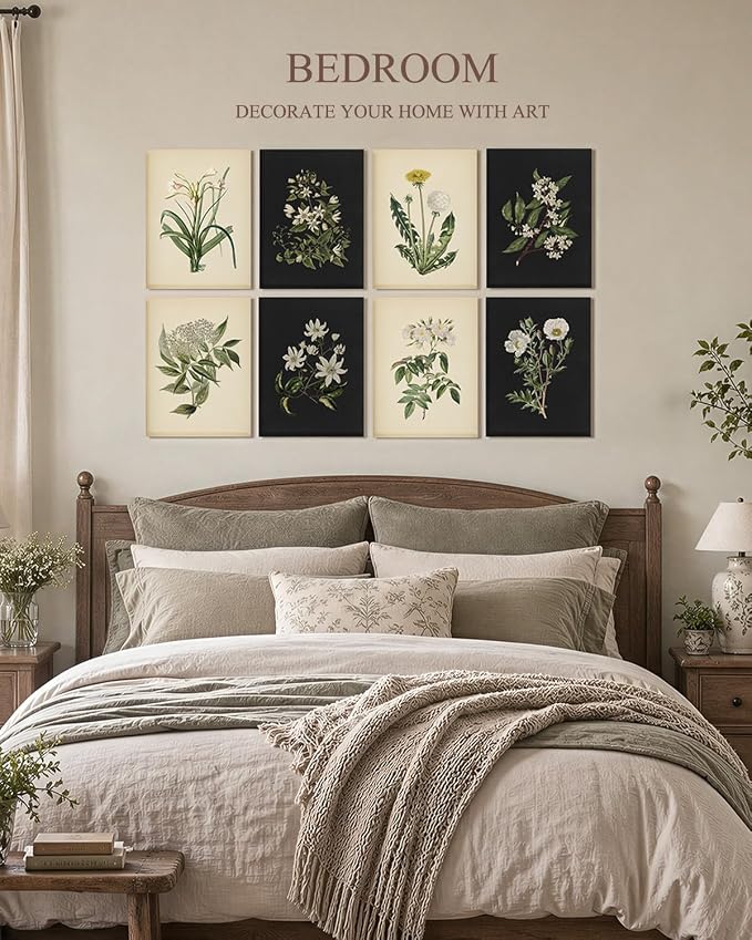 VIYYIEA Acoustic Art Wall Panels,Sage Green Sound Proof Wall Art | Minimalist Botanical Sound Absorbing Wall Decor for Bedroom Recording Living Room, 48×32in Flower Art Panel 8pcs - Image 3
