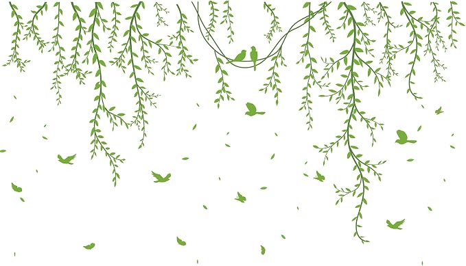 Amaonm Removable Hanging Vines Wall Stickers DIY Green Leaves Plant Grass Wall Decals Peel and Stick Flower Vine Decor for Kids Baby Girls Nursery Bedroom Living Room Offices Classroom (Green) - Image 7
