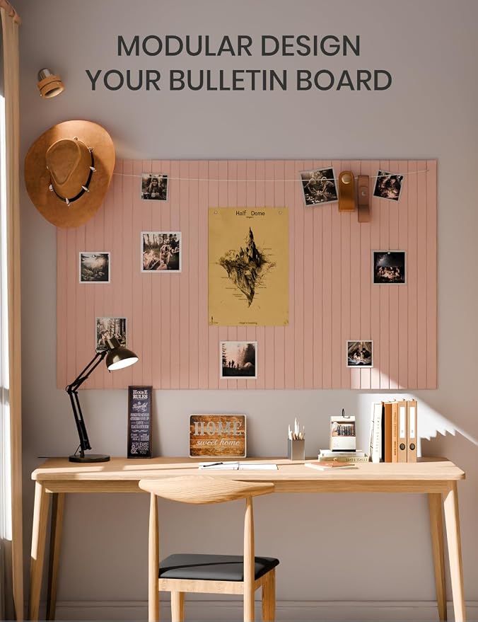 Fluxynara 36" x 24" Large Felt Bulletin Board, Pink | 6 Pack Cork Board Alternative with 30 Safe Adhesive Tabs, Pin Boards for Wall Decor, Home, Office, Classroom,Dorm - Image 6