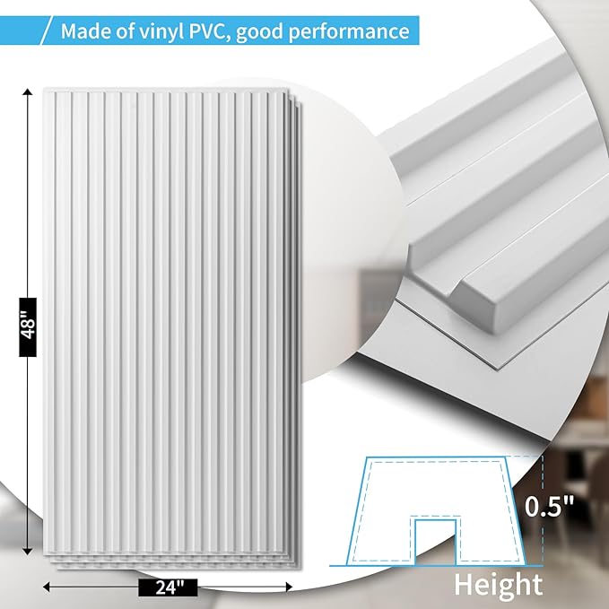 Art3d Fluted Slat 3D Wall Panels, Drop Ceiling Tiles, 12-Pack, White | 24" x 48" , Lightweight, Break-Proof, Compatible with Grid System, Ideal for Home, Commercial Spaces - Image 4