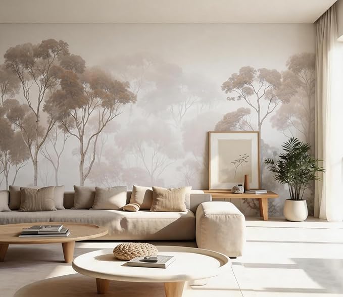 PYFFYP-Vintage Beige Jungle Peel and Stick Wallpaper murals for Bedroom by PYFFYP