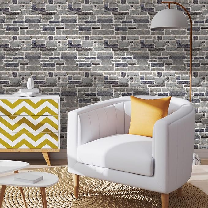 COMSTICKC 3D Peel and Stick Faux Stone Wall Panels for Quick DIY Wall Decor | Gray, 10 Pcs 11.8"x11.8", Not Real Stone, Lightweight Thin PVC Sticker Designed for Interior Wall Makeover, Cover 9.7 sq ft - Image 6