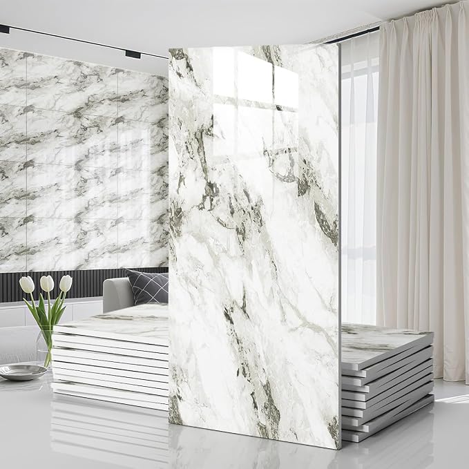10 PCS Marble Peel and Stick Wall Panels 23.6"x11.8" Sticker | Self Adhesive, PVC, Waterproof Backsplash Tile for Bathroom, Kitchen, Living Room, Style9 by Unknown