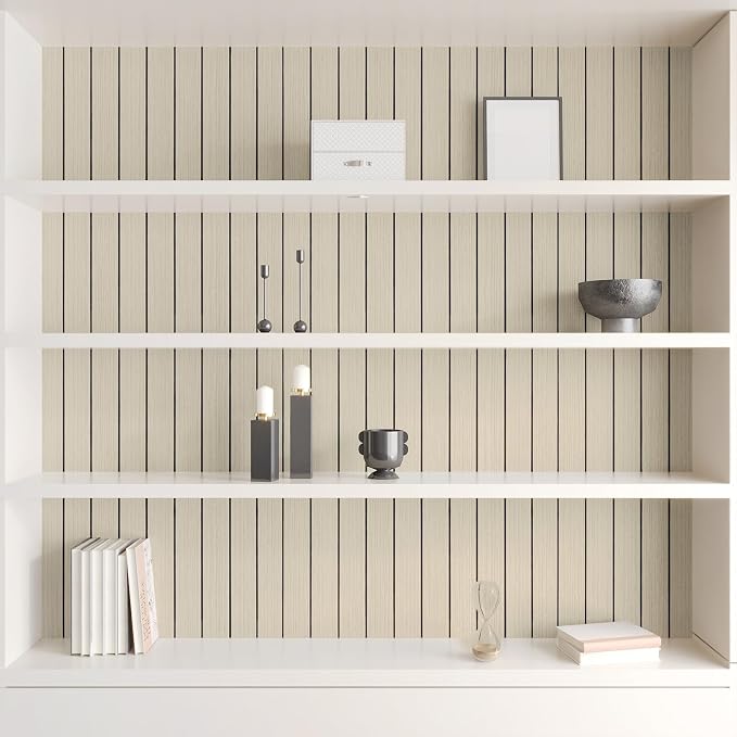 CHIHUT Ash Oak 3D Soundproof Wood Panels for Interior Wall Decor Kitchen Island 12"x79" Flexible Foam Wood Slat Wall Paneling Roll Self Adhesive Decorative Textured Ceiling Wallpaper for Bedroom - Image 4