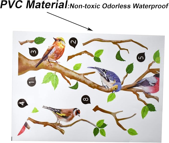 Little Birds on Tree Branches Wall Decal Vinyl Wall Sticker (34 x 34 Inch) | Removable Peel and Stick Art Murals Decor for Bedroom Offices Classroom Living Room Background - Image 4