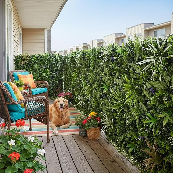 Artificial Greenery Grass Wall Panels Backdrop, 40" x 20" Green Wall Decor | UV Resistant, Realistic Fake Plant Wall, Green 3D Leaves Wall for Balcony Garden, Indoor Outdoor Privacy Screen Fence - Image 5