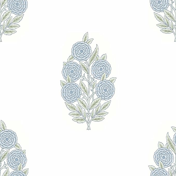 RoomMates Tamara Day RMK12517RL Blue Dutch Floral Peel and Stick Wallpaper by RoomMates