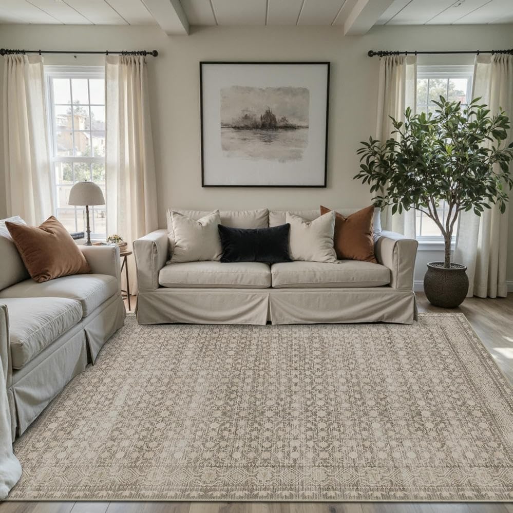 Area Rugs 5x7, Washable Rugs for Living Room,Apricot - Image 4