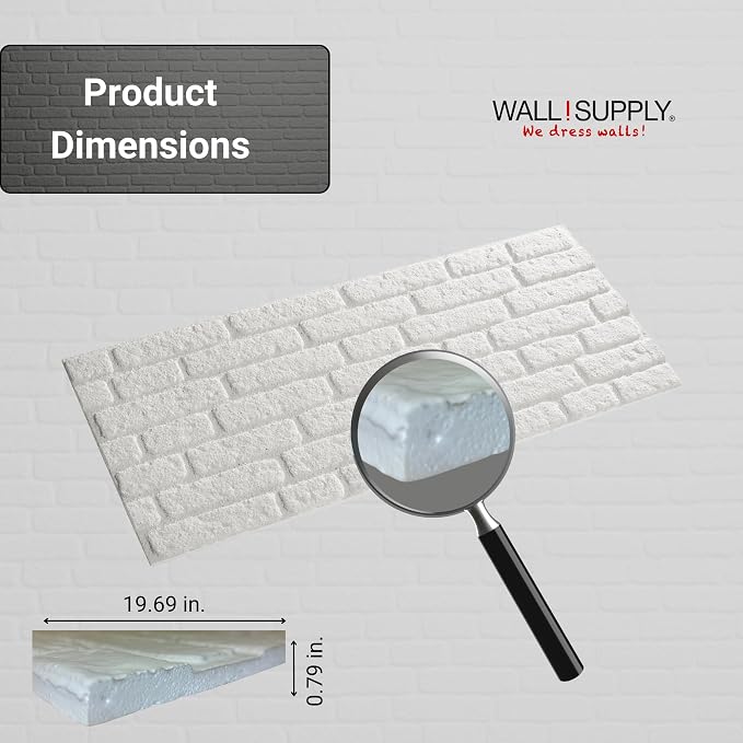 Wall!Supply 3D Wall Panels – Faux Brick, White – Lightweight Foam (EPS) – Wallpaper Alternative – Easy DIY Installation – 4 Pack, Covers 25.84 Sq Ft | Lightweight EPS Foam, Wallpaper Alternative, Easy DIY Installation, Covers 25.84 Sq Ft, for Living Ro... - Image 5