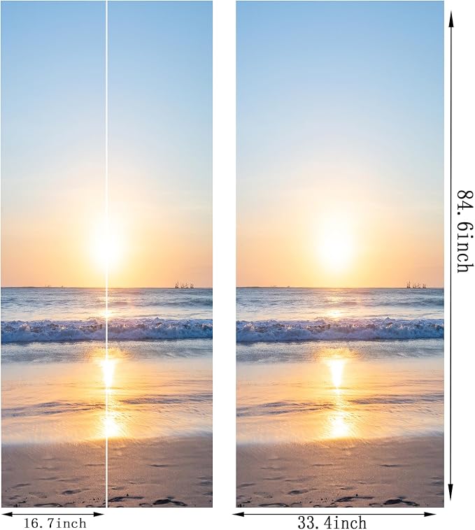 artfanke 3D Sunrise Ocean Door Sticker Peel and Stick 33.5"x84.6"- Self-Adhesive Door Murals Wallpaper Decal for Living Room Bedroom Decor(2 Sheets/Set) - Image 5