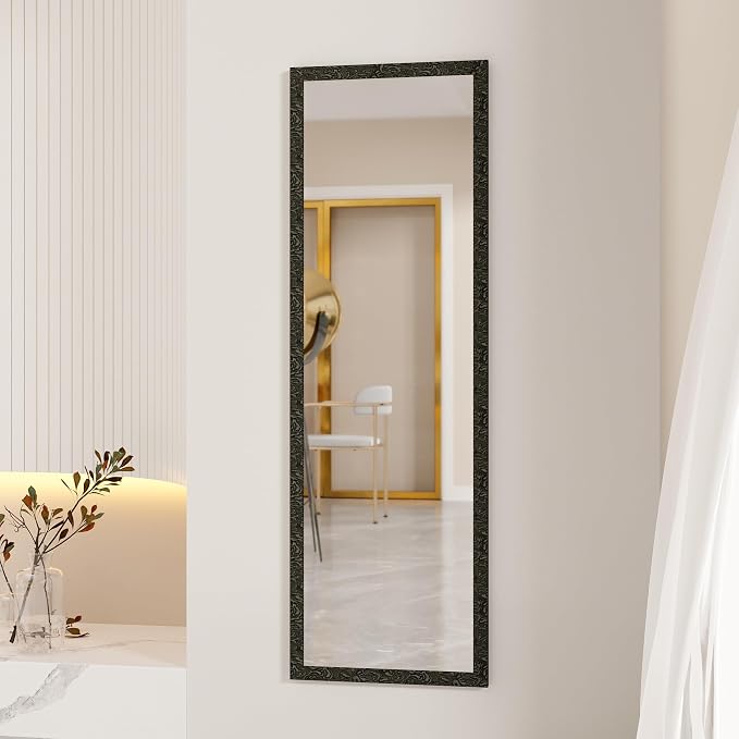 LFT HUIMEI2Y Door Mirror Full Length, Wall-Mounted Mirror Black 50" x14" - Image 9