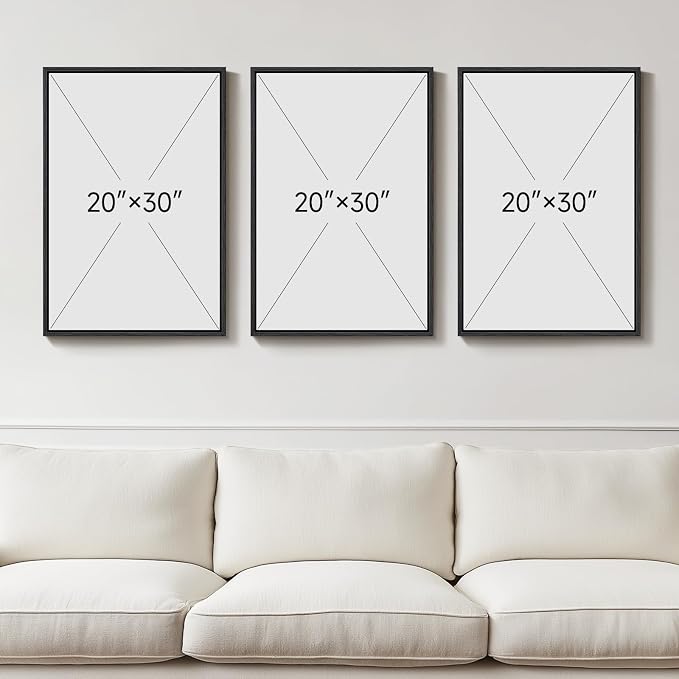 Large Framed Black and White Modern 3D Abstract Wall Art Set | Solid wood frame, Textured paintings, 3 piece 20x30 big artwork for walls, Pictures wall decor for living room bedroom office - Image 8