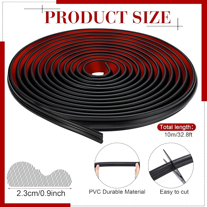 32.8ft x 0.9 Inch Flexible Peel and Stick Molding Trim for Wall, Baseboard, Backsplash, Tile Edge, Chair Rail, Mirror-self Adhesive Moulding Trim for Bathroom Wall Door Floor Window, Black - Image 2