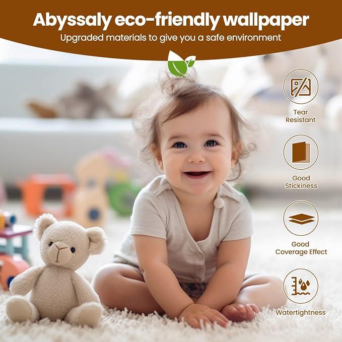 Brown Peel and Stick Self Adhesive Wallpaper Countertop Contact Paper | Removable Waterproof Bathroom 15.7" X 393.7" Kitchen Vinyl Wrap for Cabinet Countertops Wall Counter Top Paper - Image 3