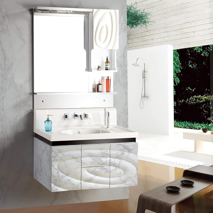Marble Contact Paper White Extra Wide Peel and Stick for Kitchen Countertop | 35.4" x 118" Marble Wallpaper Granite Grey Thick PVC for Cabinet Furniture Renovated Removeable Without Leaving Glue Upgrade - Image 7