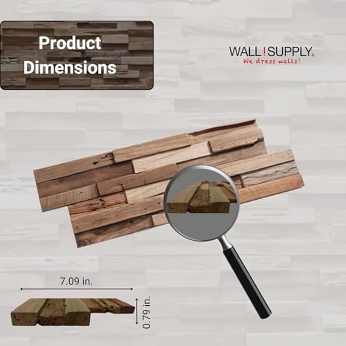 Wall!Supply 3D Wall Panels – Reclaimed Rustic Asian Teak Wood – Home Decor Wallpaper Alternative for Living Room, Bedroom & Office – Easy DIY Installation – 10 Pack, Covers 9.6 Sq Ft | Real Reclaimed Asian Teak, Wallpaper Alternative, Easy DIY Installa... - Image 7