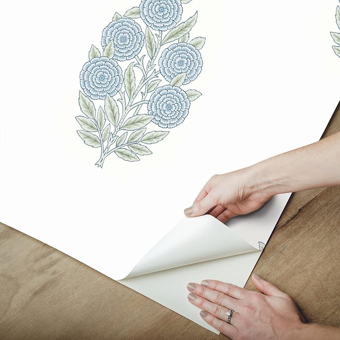 RoomMates Tamara Day RMK12517RL Blue Dutch Floral Peel and Stick Wallpaper - Image 5
