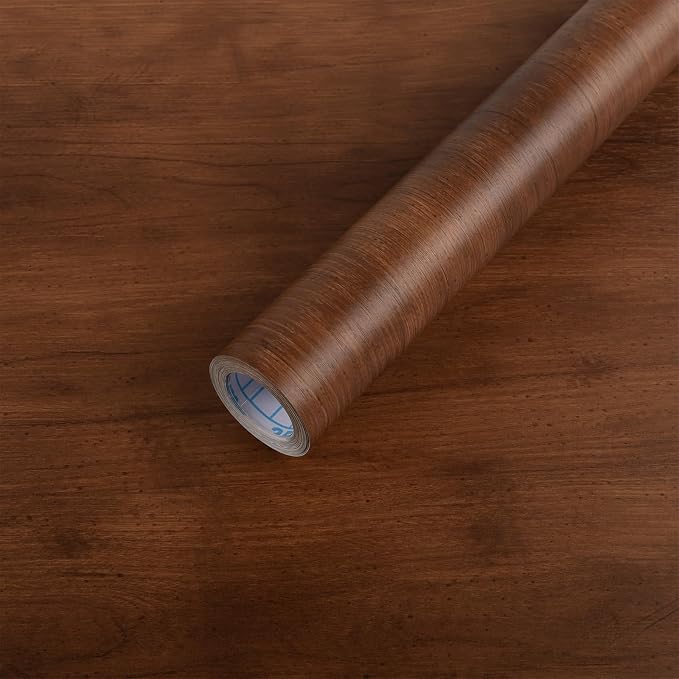 Wood Peel and Stick Wallpaper, Contact Paper for Classroom Home Decor | 11.8"x78.7" Self-Adhesive Medium Walnut Wood Plank Film, Farmhouse Decor for Bulletin Board Desk Cabinet & Home Renovation by Abyssaly