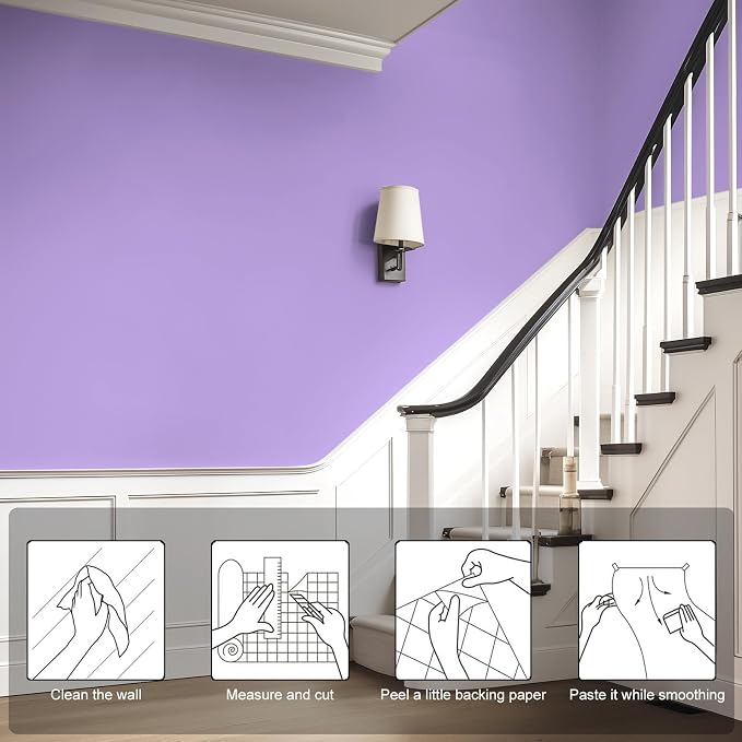SOON AFTER Purple Peel and Stick Wallpaper Purple Contact Paper Matte Self Adhesive Waterproof Vinyl Roll for Wall Coverings,Cabinets,Countertops,Bedroom 15.7"x118" - Image 2