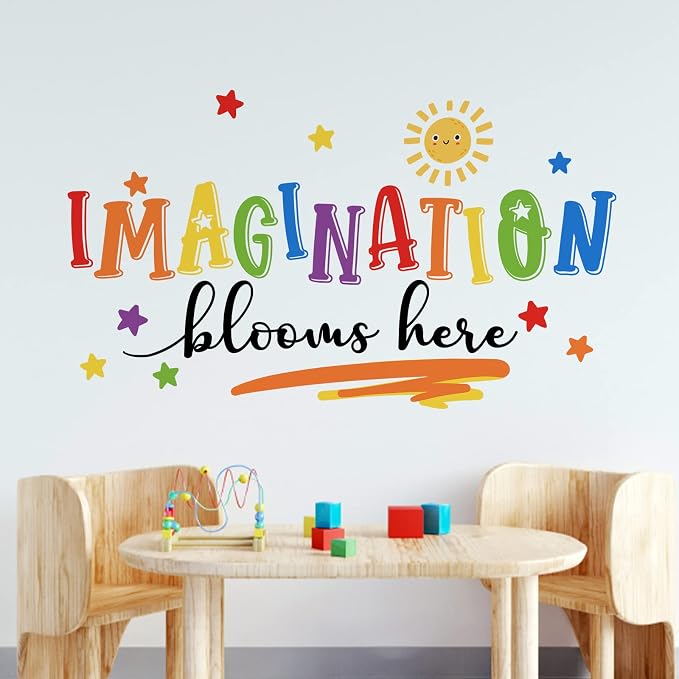Mfault Imagination Blooms Here Kids Playroom Classroom Wall Decals Stickers, Watercolor Sun Star Baby Boys Girls Nursery Decoration Bedroom Art, Neutral Preschool Toddlers Daycare Room Decor | Watercolor Sun Star Baby Boys Girls Nursery Decoration Bedr... - Image 5