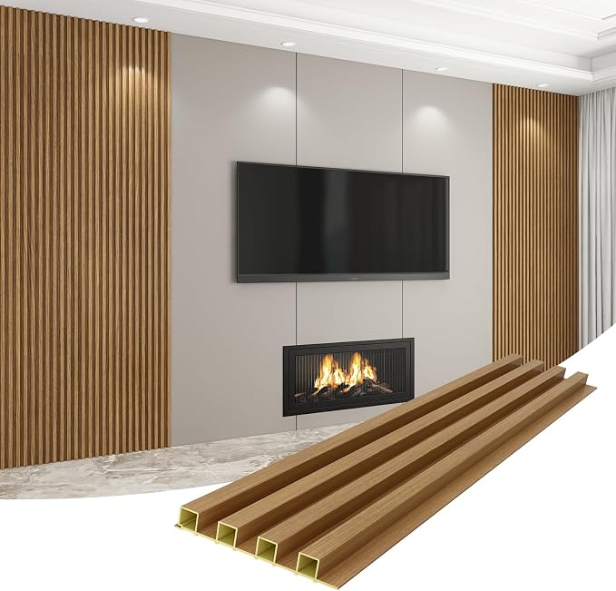 Slat Wall Panel 8-Pack, 118’’x6.1’’, Oak | WPC Wall Panel for Interior Wall Decor, TV Background, Kitchen, Bedroom - Image 7