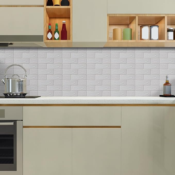 30PCS 3D Wall Panels Peel and Stick Foam, Self-Adhesive Decorative 3D Brick Wallpaper Wall Covering, Faux Stone Wall Panel Foam Brick for Living Room, Kitchen, Bathroom - Image 3