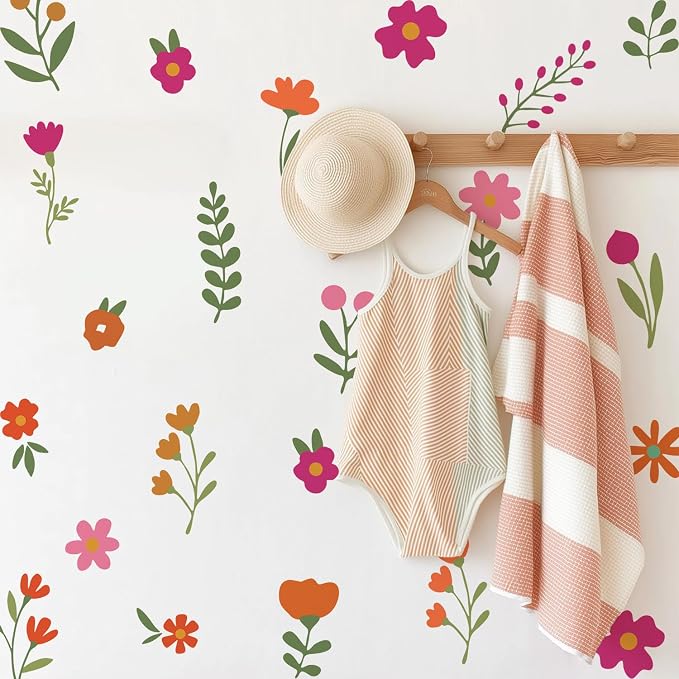 Boho Wall Stickers Girls Bedroom Removable Wall Decals Nursery Kids Room Decor Vinyl Murals DIY Cute Decorations 6 Sheets by QUCHENG
