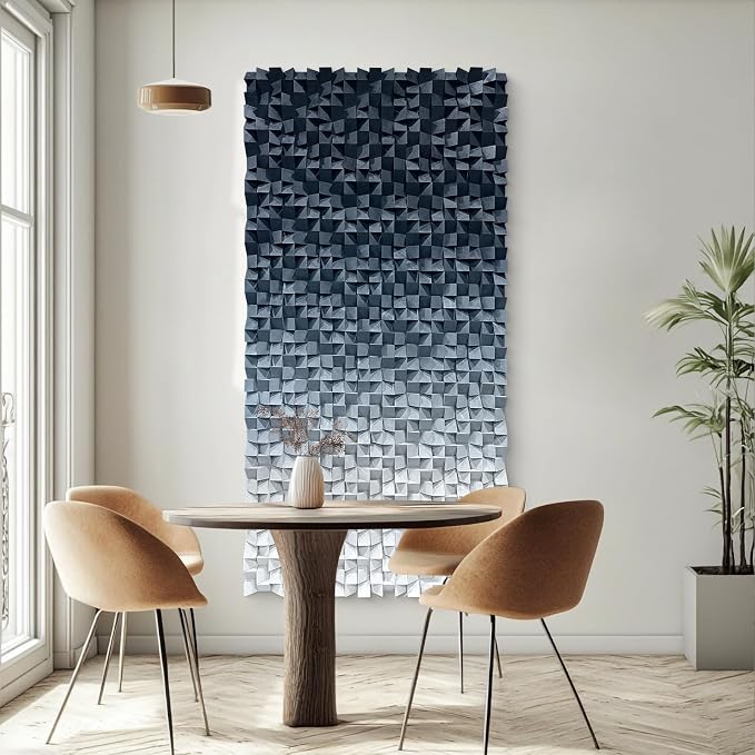 LIUZEYUE Oversized Wood Block Wall Art, Dramatic Tonal Texture | modern wall sculpture; graphite and silver gray, hand-finished color; corporate lobby visual wall anchor; 39.4 x 78.7 in - Image 9
