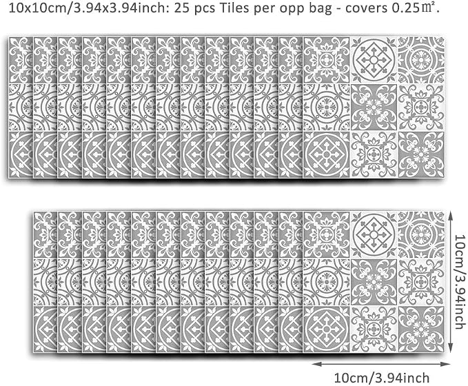 Alwayspon 25 Pcs Self-Adhesive Tile Transfer for Home Decor, Peel and Stick Tile Decal, Water-Proof Backsplash Wall Tile Sticker for Kitchen Bathroom, 4x4inch - Image 7