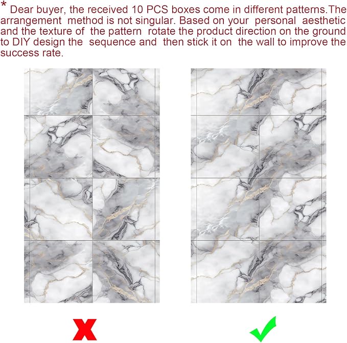 10pcs Marble Peel and Stick Waterproof Wall Panels,Heat-Resistant Backsplash Tile, 23.6"x11.8" PVC Foam Wall Sticker for Kitchen,Living Rooms,TV Walls,Colorful (Not Real Tile 19.4Sq. Ft.) - Image 8