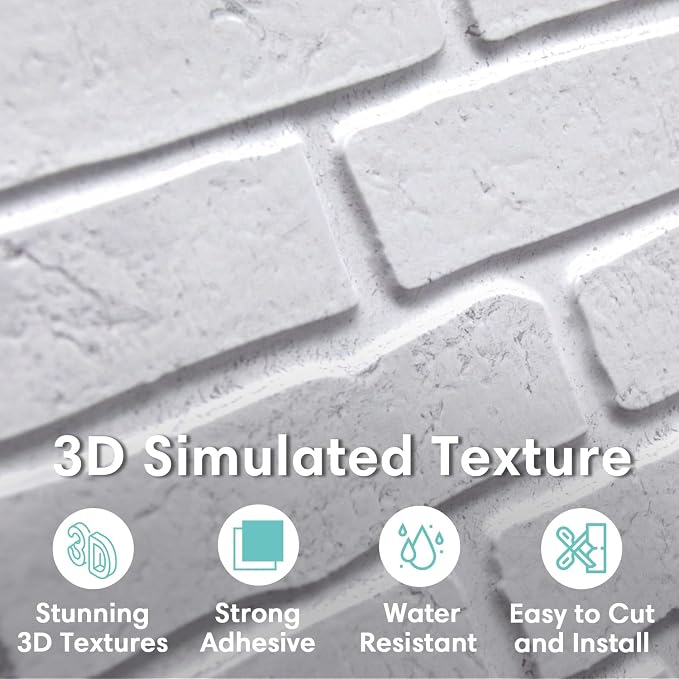 Commomy 3D Faux Brick Wall Panels Peel and Stick - 10pcs 15.74" x 11.8" | Ultralight Thin PVC Fake Brick Wallpaper Tiles Wall Sticker for Kitchen,Bedroom,Quick DIY Home Decor(12.92 sq.ft) - Image 2