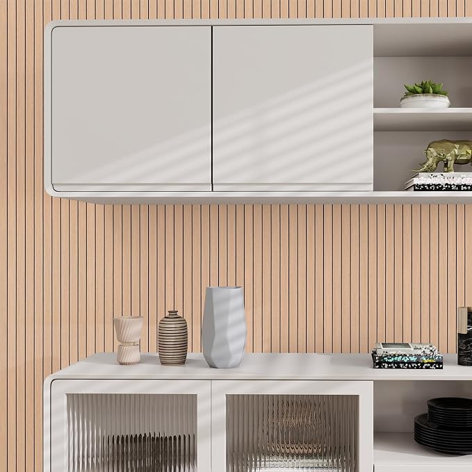 3D Faux Wood Slat Wall Panel – Peel and Stick Self Adhesive Soundproof Foam Board for Interior Wall, Ceiling, Home Theater Decor Faux Oak 15.7"x236" - Image 5
