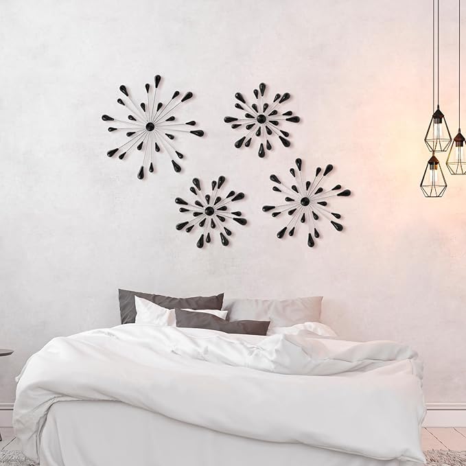 Hicarer 4 Pcs Starburst Wall Decor, Metal Wall Art, Black Diamond - Image 5