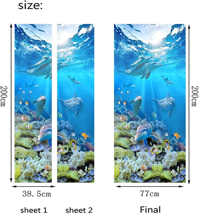 artfanke 3D Peel and Stick Door Sticker 30.3"x78.7"- Self-Adhesive Door Murals Wallpaper-Blue Ocean Dolphins Wall Poster Decal for Home Decor (2 Sheets/Set) - Image 6