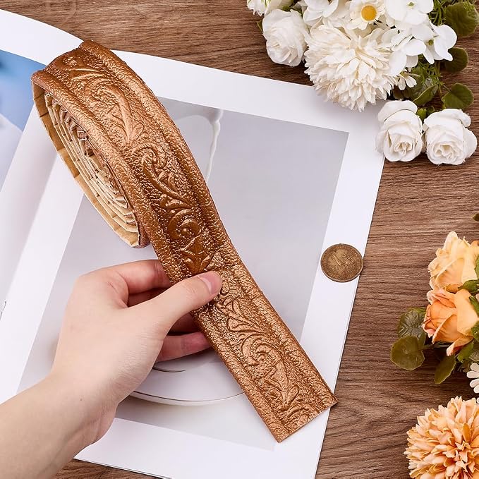 CRASPIRE 90x1.8in Peel Stick Foam Crown Molding Baseboard Trim Bronze Self Adhesive Flexible Mirror Wallpaper Sticky Border 3D Wall Edging Lines Base Baseboard for Hotel Home DIY Decoration - Image 3