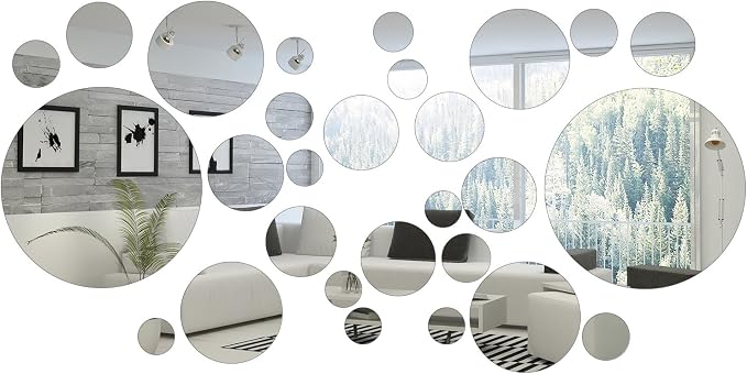 Shappy 32 Pcs Acrylic Mirror Wall Stickers Removable, Silver, Small Size by Shappy