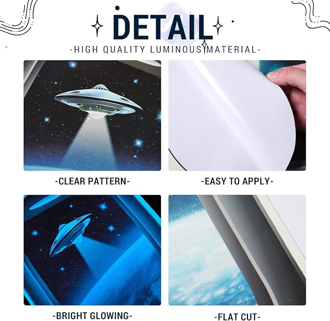Quanhaigou Glow in The Dark 3D Space Wall Decals, Set of 3 Galaxy Window Stickers for Wall,Planet Themed Room Decor for Kids Boys - Image 5
