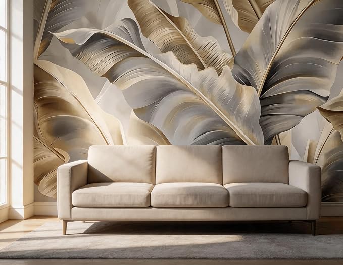 PYFFYP-Golden Banana Leaf Peel and Stick Wallpaper murals for Bedroom | Self adhesive paper - Image 4