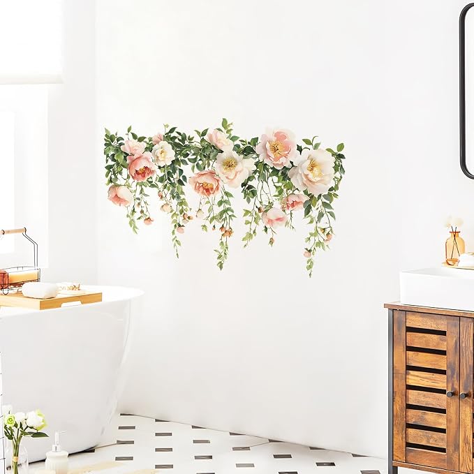 Flower Wall Decals, Removable PVC Stickers Indoor Decor | Vivid Rose Print, Peel and Stick Wall Decals Murals Art Decor , Wallpaper for Girls Bedroom Living Room Kitchen TV Background - Image 6