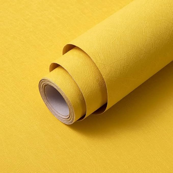 Yellow Peel and Stick Self Adhesive Wallpaper Countertop Contact Paper | Removable Embossed Silk Waterproof Bathroom Wallpaper 15.7" X 393.7" Kitchen Vinyl Wrap for Cabinet Shelf Liner Paper by Abyssaly