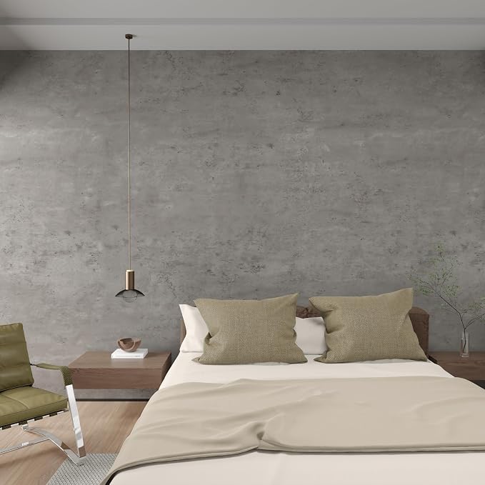 3yecao 31"×591" 3D Extra Wide Thick Grey Concrete Wallpaper Peel Stick Large Size Light Gray Concrete Cement Contact Paper Vinyl Stained Matte Textured Wall Sticker for Office Bathroom Bedroom Walls by 3YECAO