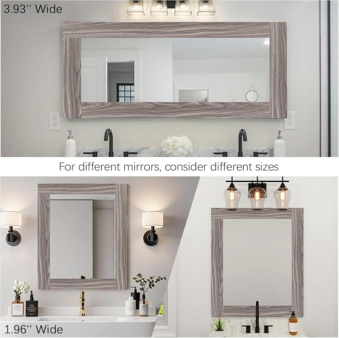 Alened 15M Grey Mirror Border Peel and Stick, Wood Grain Wallpaper Border - Image 6